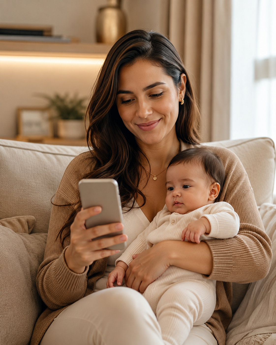 Salário-Maternidade Mãe com bebê buscando informações sobre Salário-Maternidade